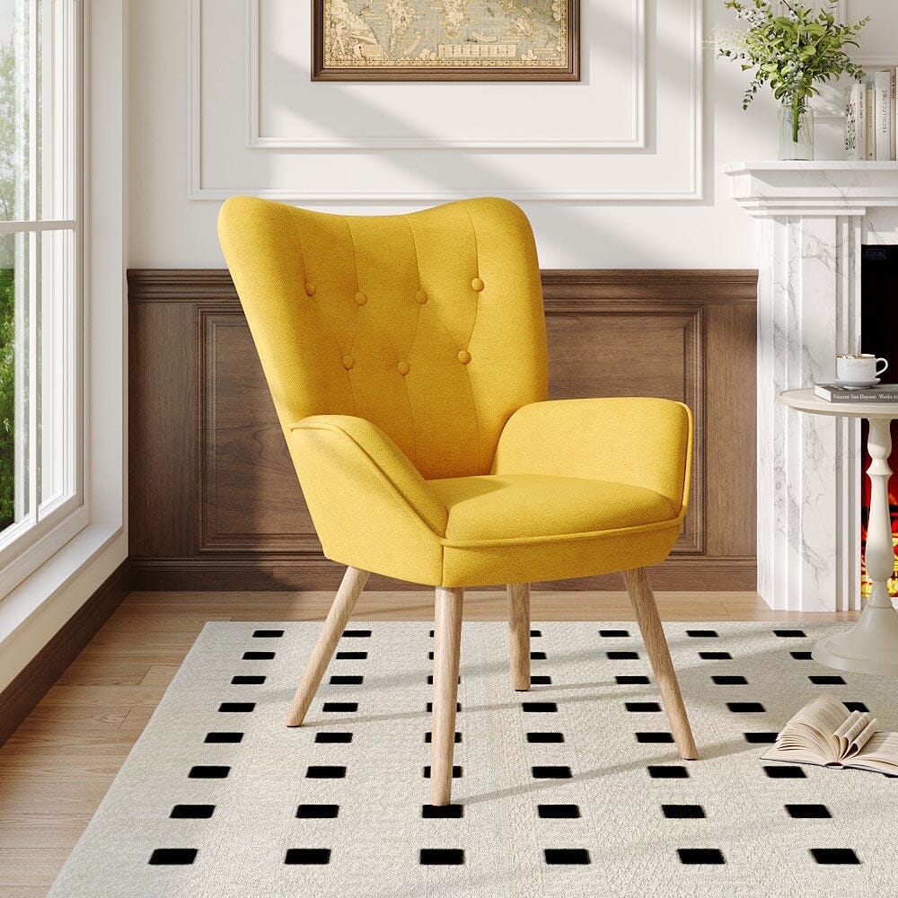 Scandinavian Style Upholstered Accent Chair – Compact Oak Leg Design Living and Home 