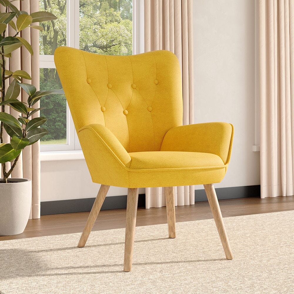 Scandinavian Style Upholstered Accent Chair – Compact Oak Leg Design Living and Home 