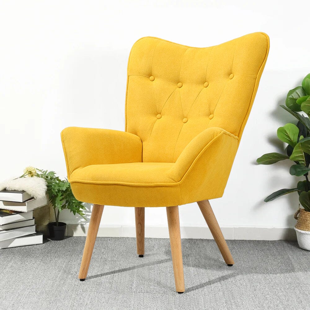 Scandinavian Style Upholstered Accent Chair – Compact Oak Leg Design Living and Home 