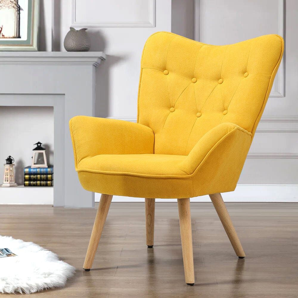 Scandinavian Style Upholstered Accent Chair – Compact Oak Leg Design Living and Home 