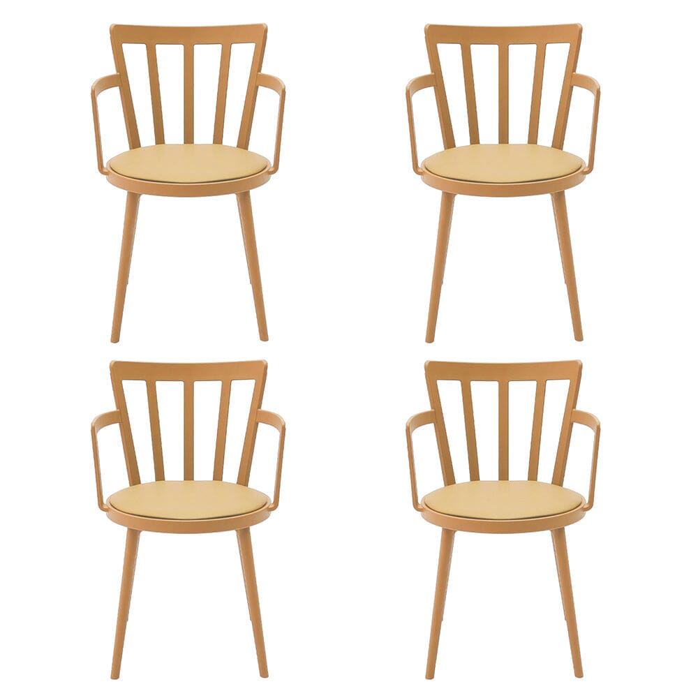 Curved PU Dining Chairs with Armrests – Set of 4 Living and Home 