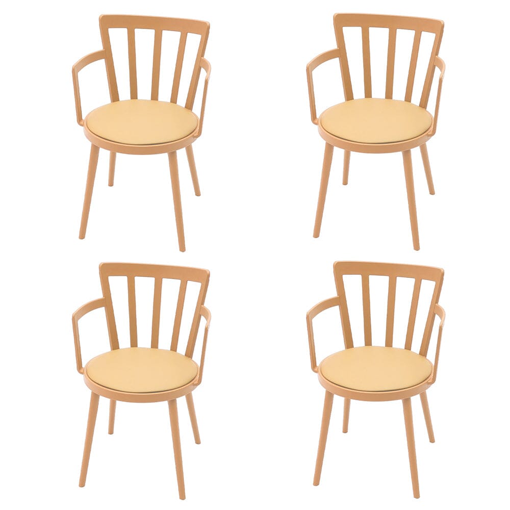 Curved PU Dining Chairs with Armrests – Set of 4 Living and Home 