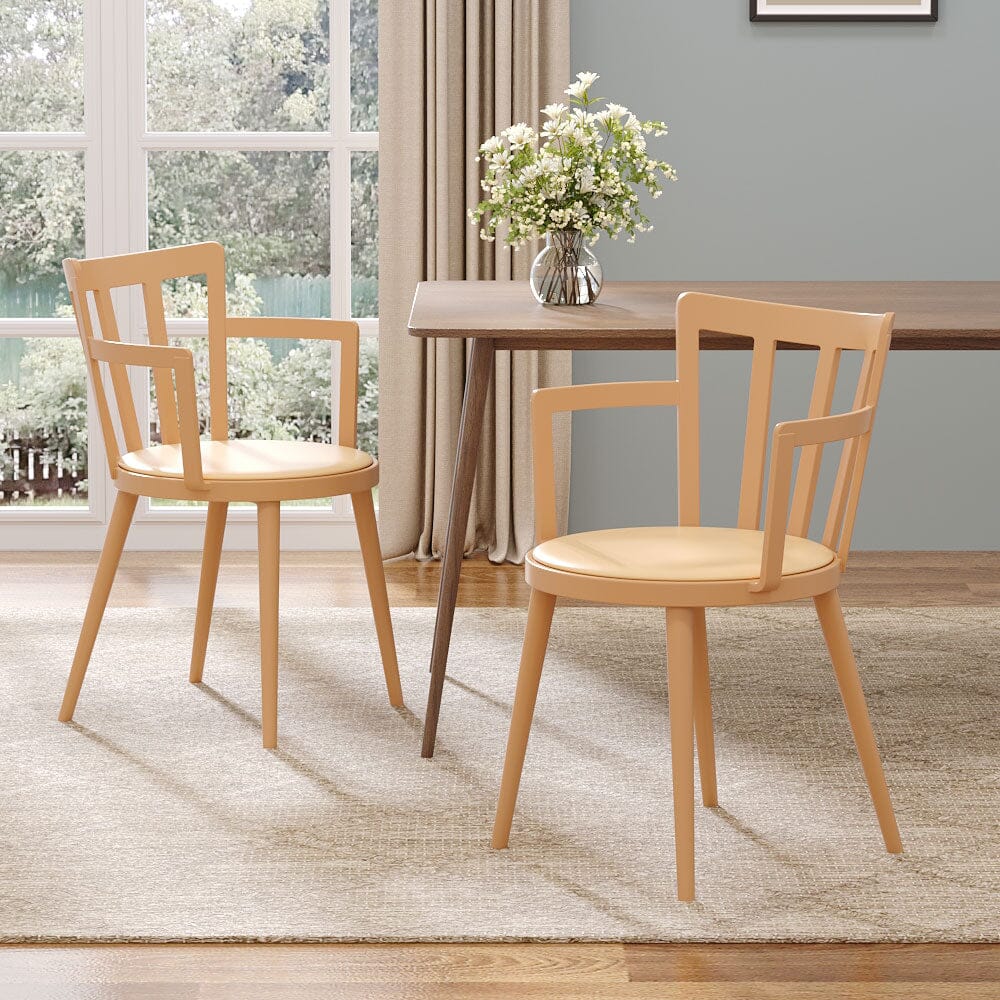Curved PU Dining Chairs with Armrests – Set of 4 Living and Home 