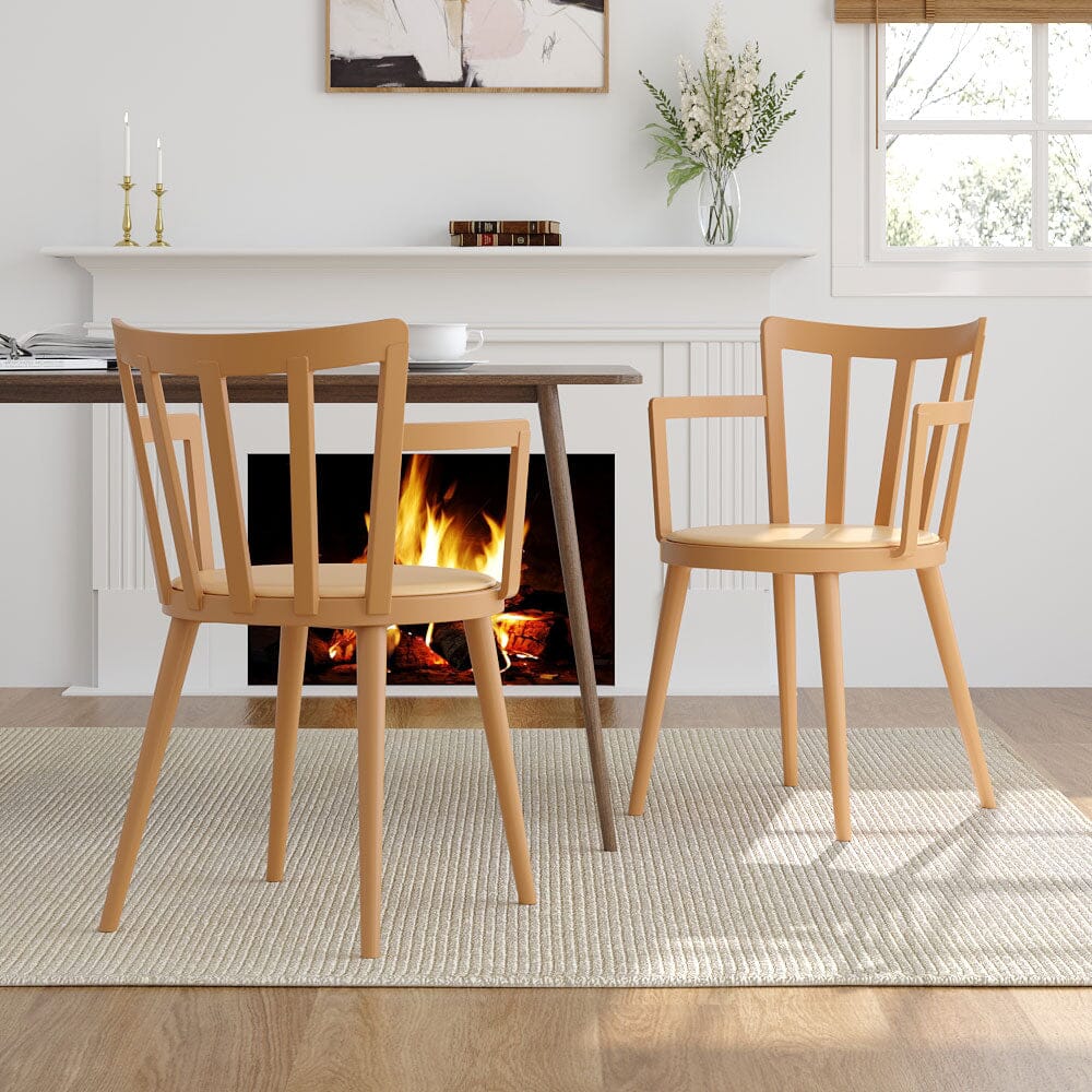 Curved PU Dining Chairs with Armrests – Set of 4 Living and Home 