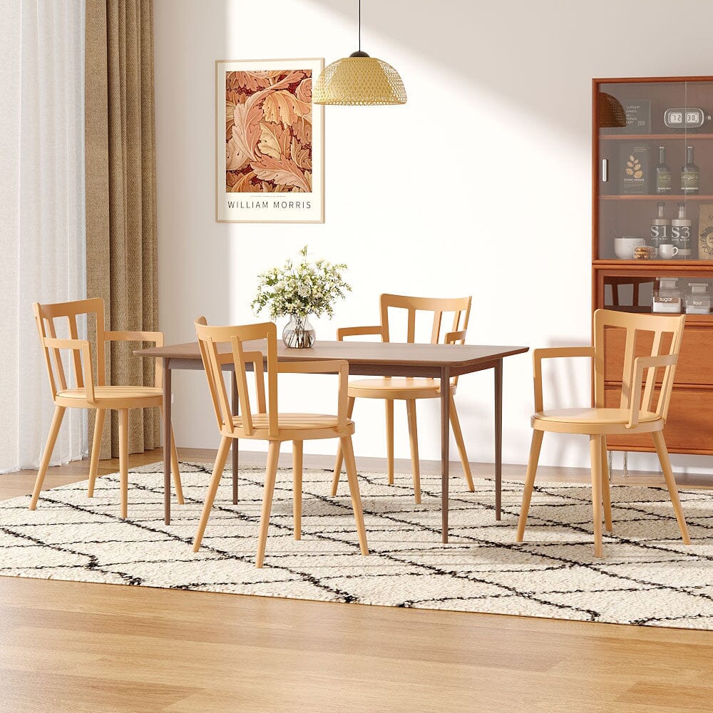 Curved PU Dining Chairs with Armrests – Set of 4 Living and Home 