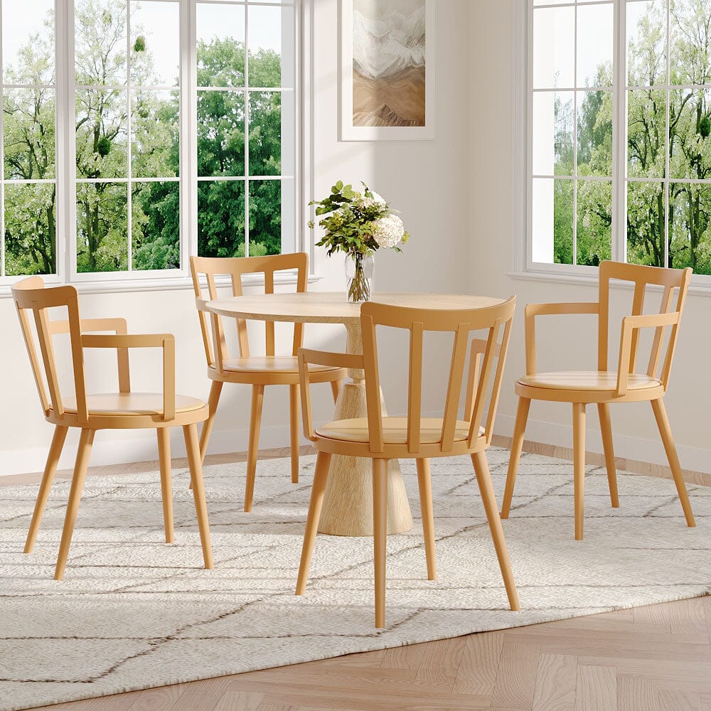 Curved PU Dining Chairs with Armrests – Set of 4 Living and Home 