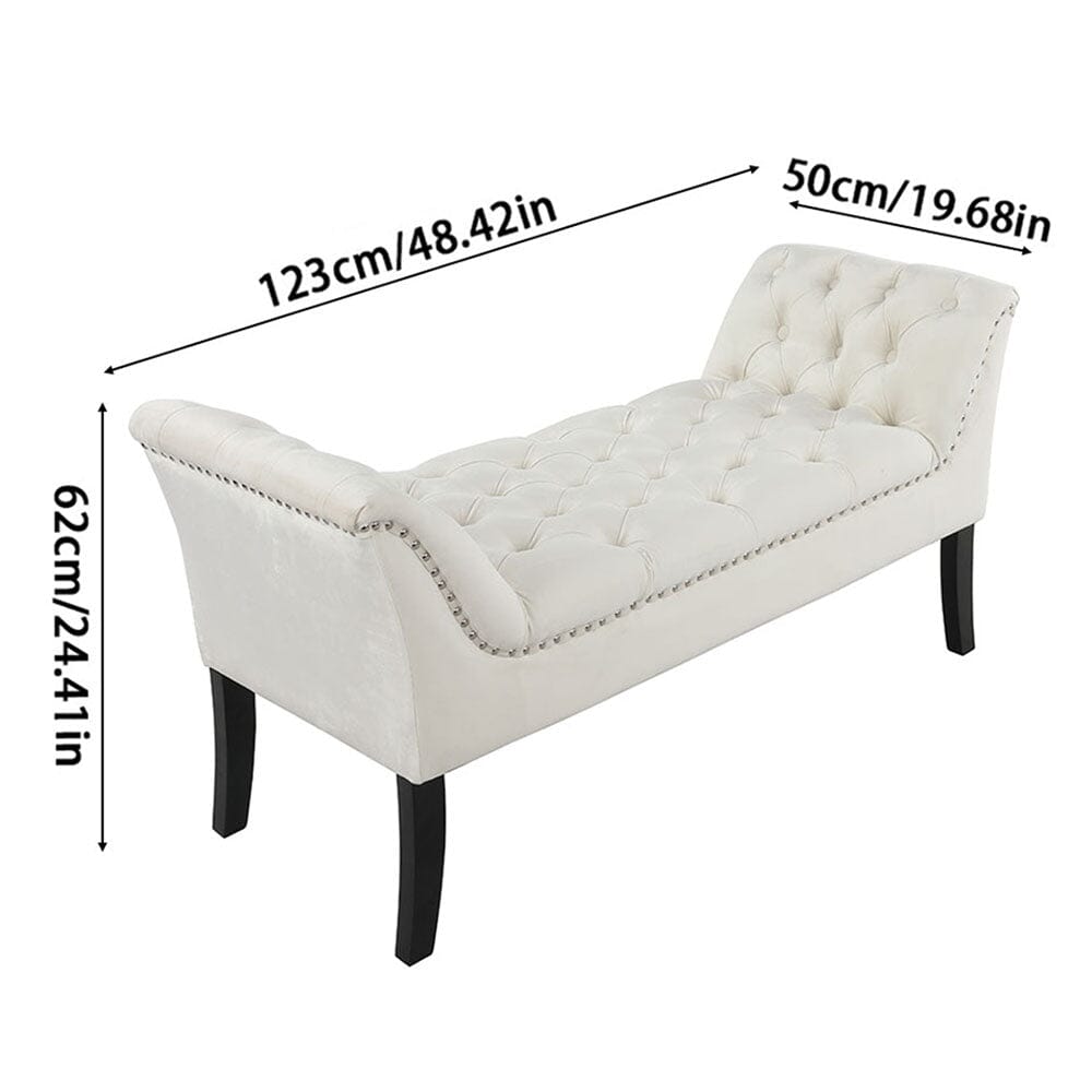 Chesterfield Style Tufted Bedroom Bench Velvet Fabric Living and Home 