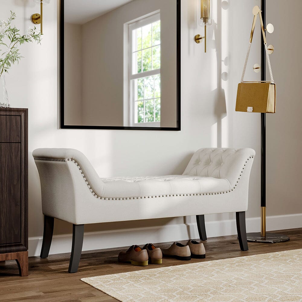 Chesterfield Style Tufted Bedroom Bench Velvet Fabric Living and Home 