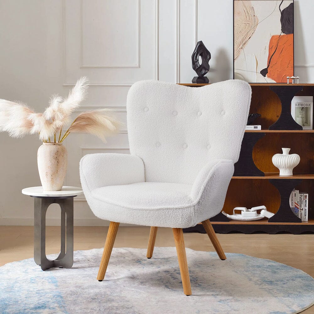 Button-Tufted Teddy Fleece Accent Chair – Scandi-Inspired Design Living and Home 