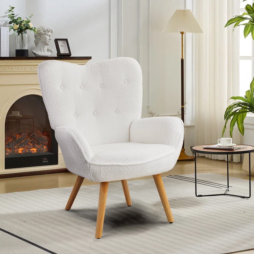 Button-Tufted Teddy Fleece Accent Chair – Scandi-Inspired Design Living and Home 