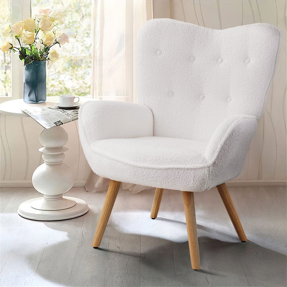 Button-Tufted Teddy Fleece Accent Chair – Scandi-Inspired Design Living and Home 