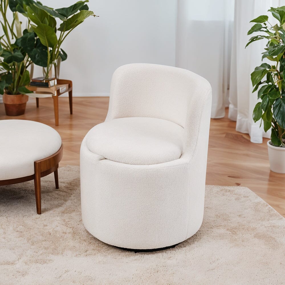 Teddy Fleece Swivel Accent Chair with Hidden Storage Living and Home 
