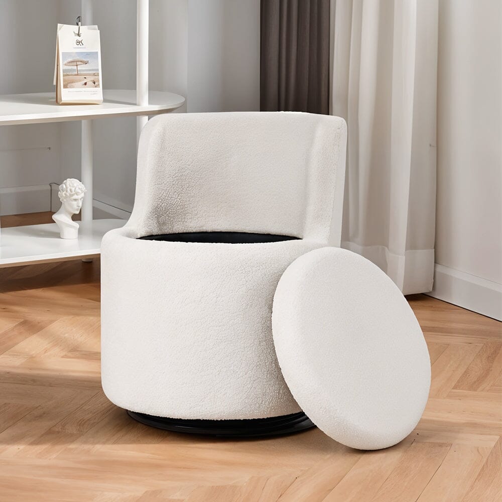 Teddy Fleece Swivel Accent Chair with Hidden Storage Living and Home 