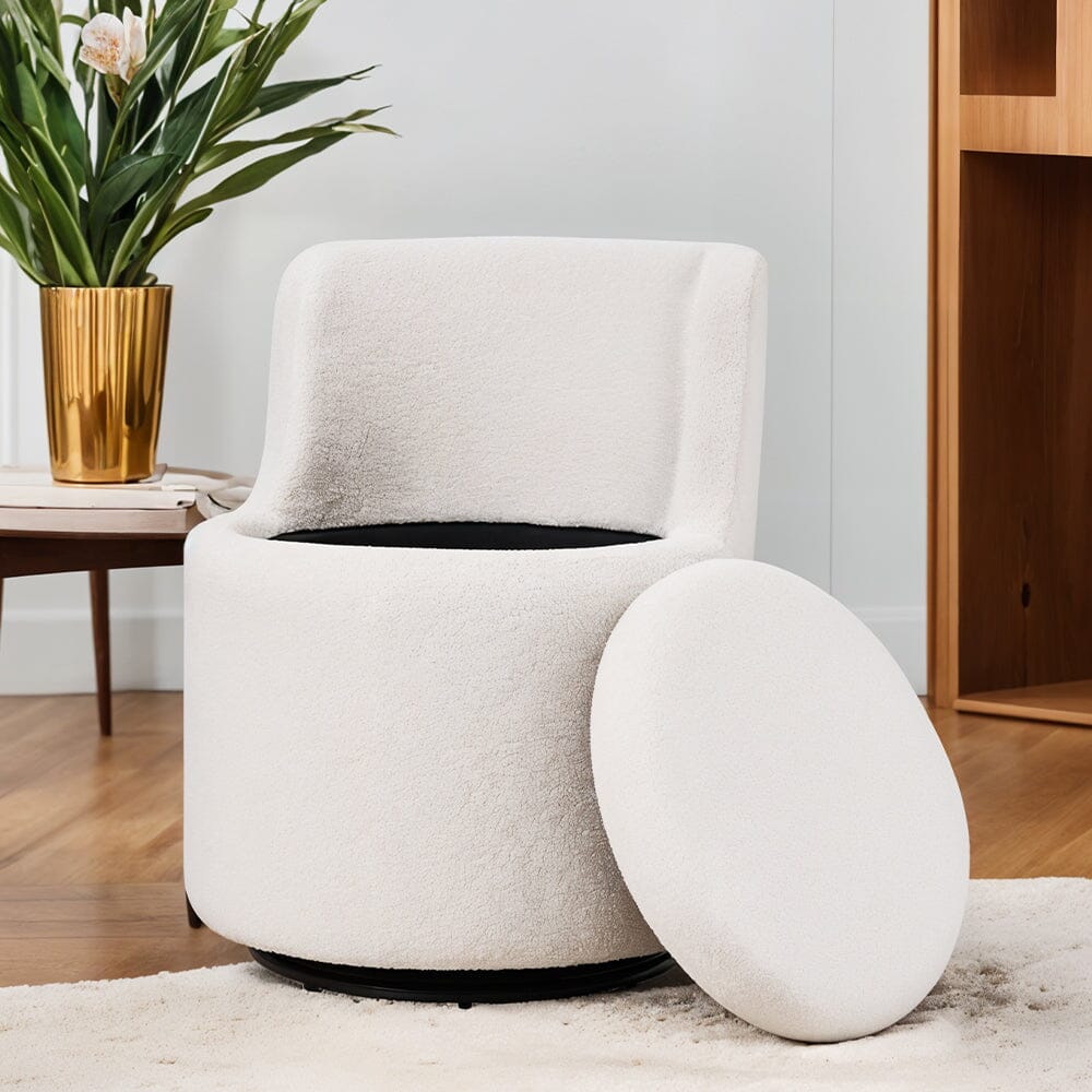 Teddy Fleece Swivel Accent Chair with Hidden Storage Living and Home 