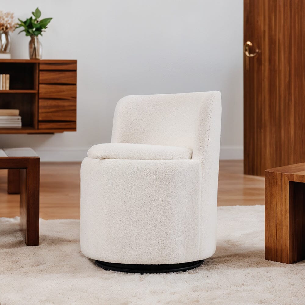 Teddy Fleece Swivel Accent Chair with Hidden Storage Living and Home 