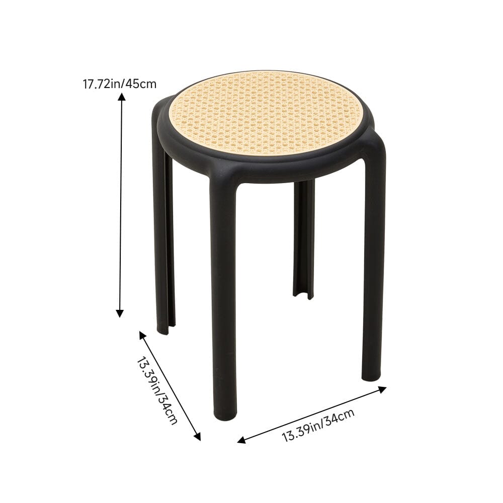 Stackable Rattan-Effect Round Stools PP Plastic Living and Home 