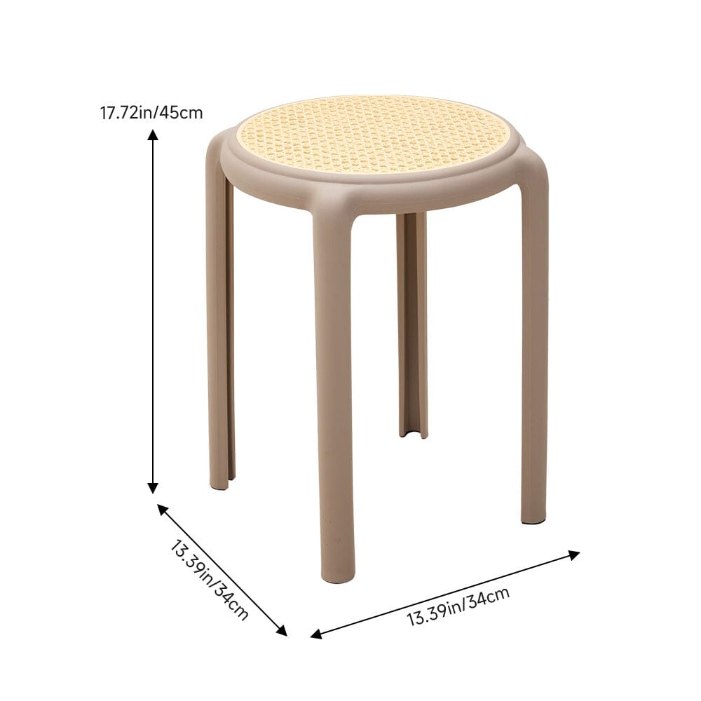 Stackable Rattan-Effect Round Stools PP Plastic Living and Home 