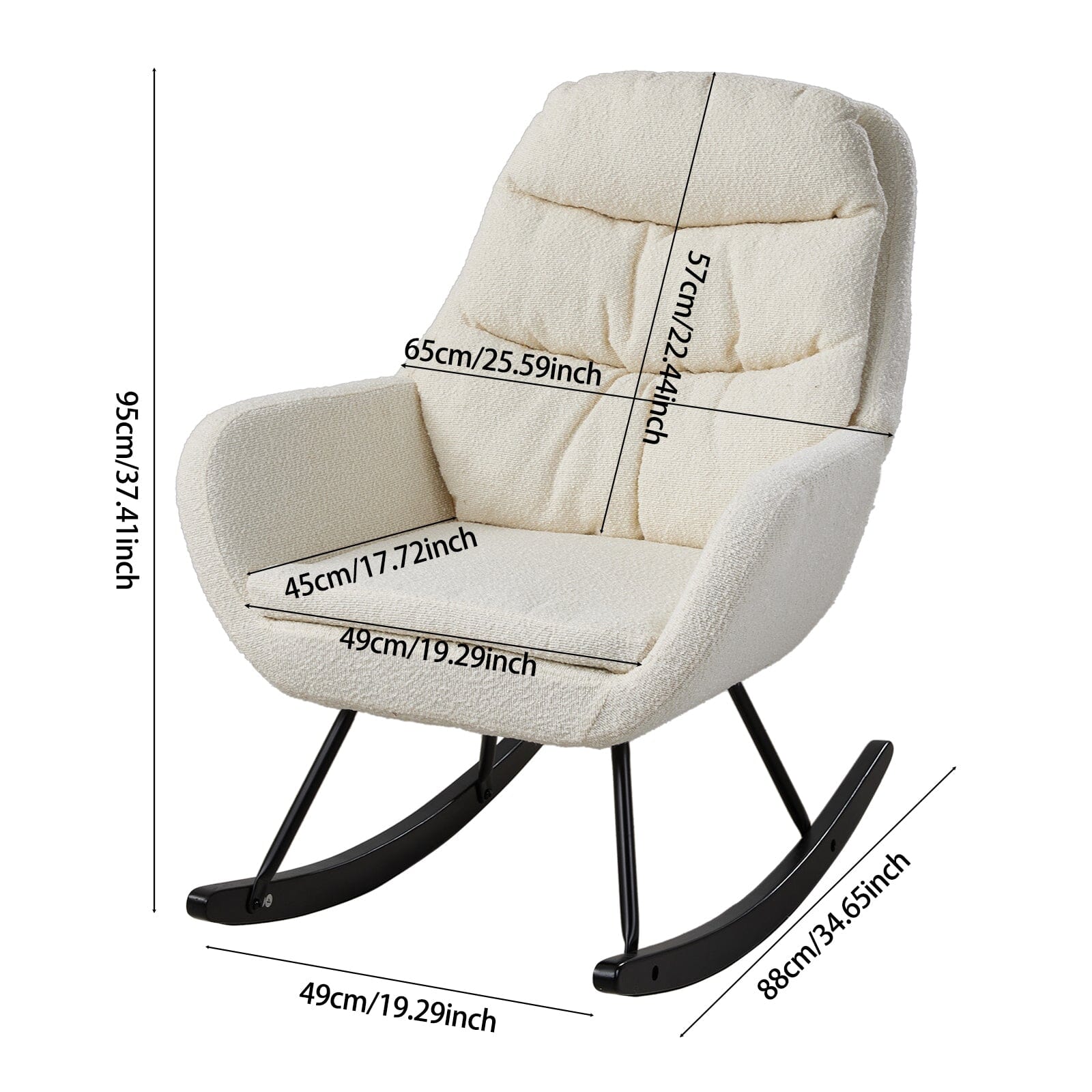 Modern Teddy Fabric Rocking Chair with Black Oak Legs Living and Home 