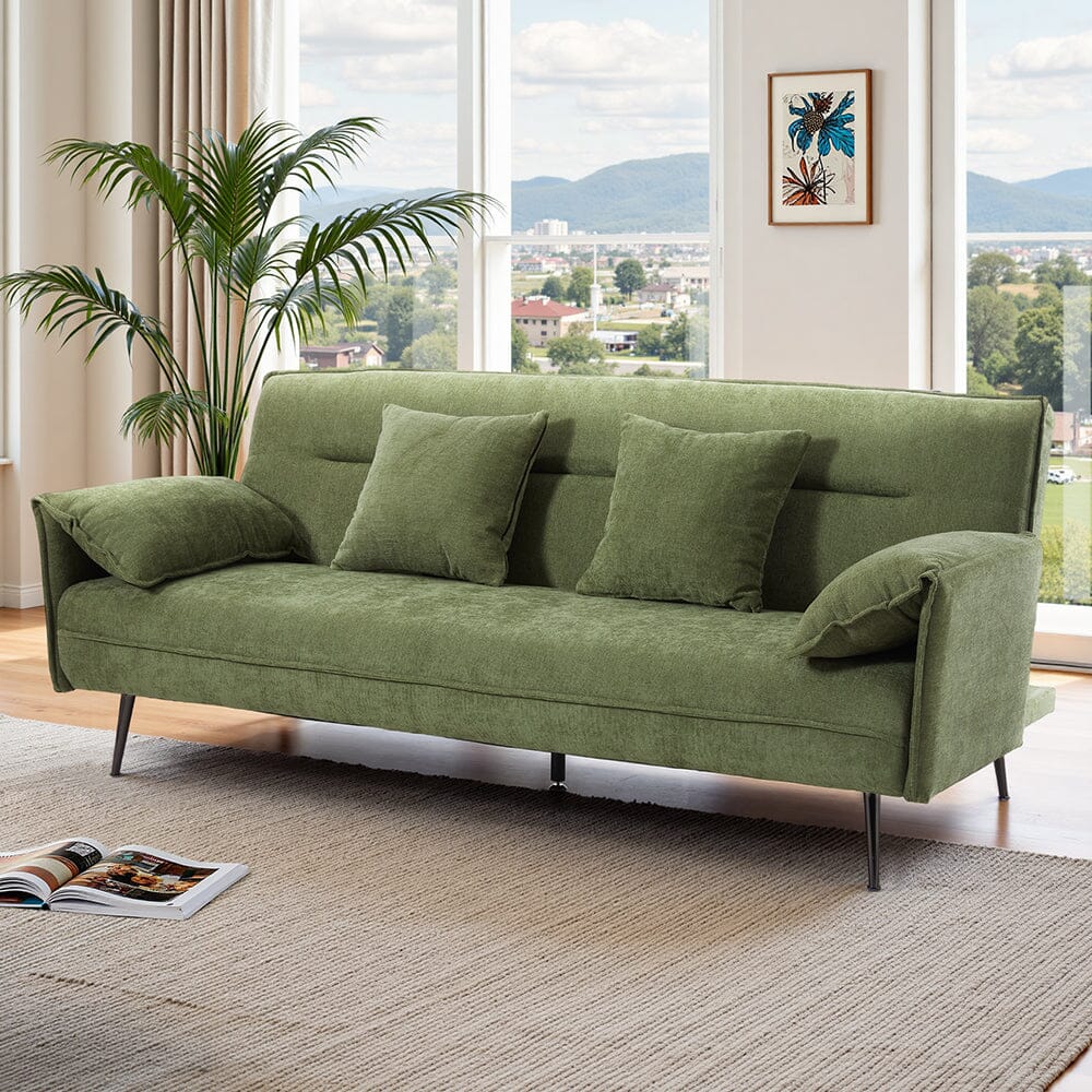 Convertible Sofa Bed with Spring Support and Plush Cushions Living and Home Green 