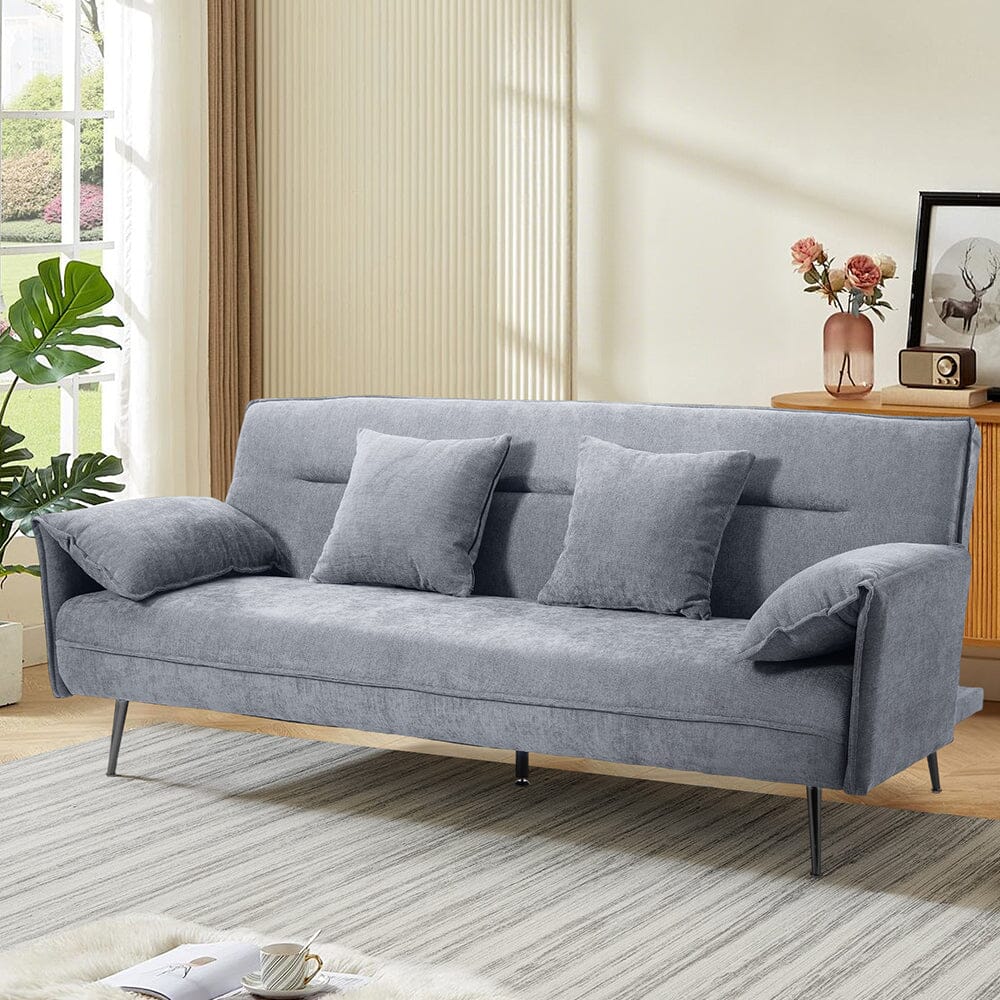 Convertible Sofa Bed with Spring Support and Plush Cushions Living and Home Grey 