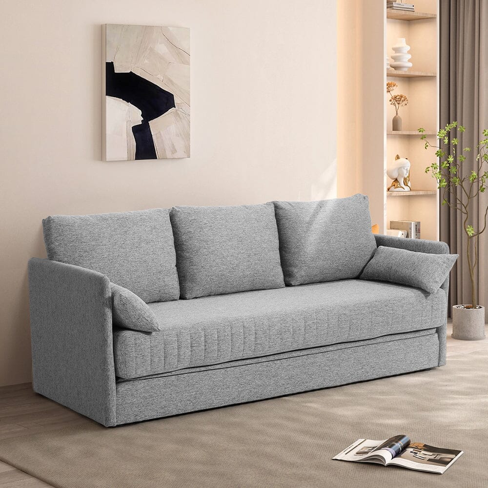 Convertible Sofa Bed with Polyester Upholstery and Cushion Set Living and Home 