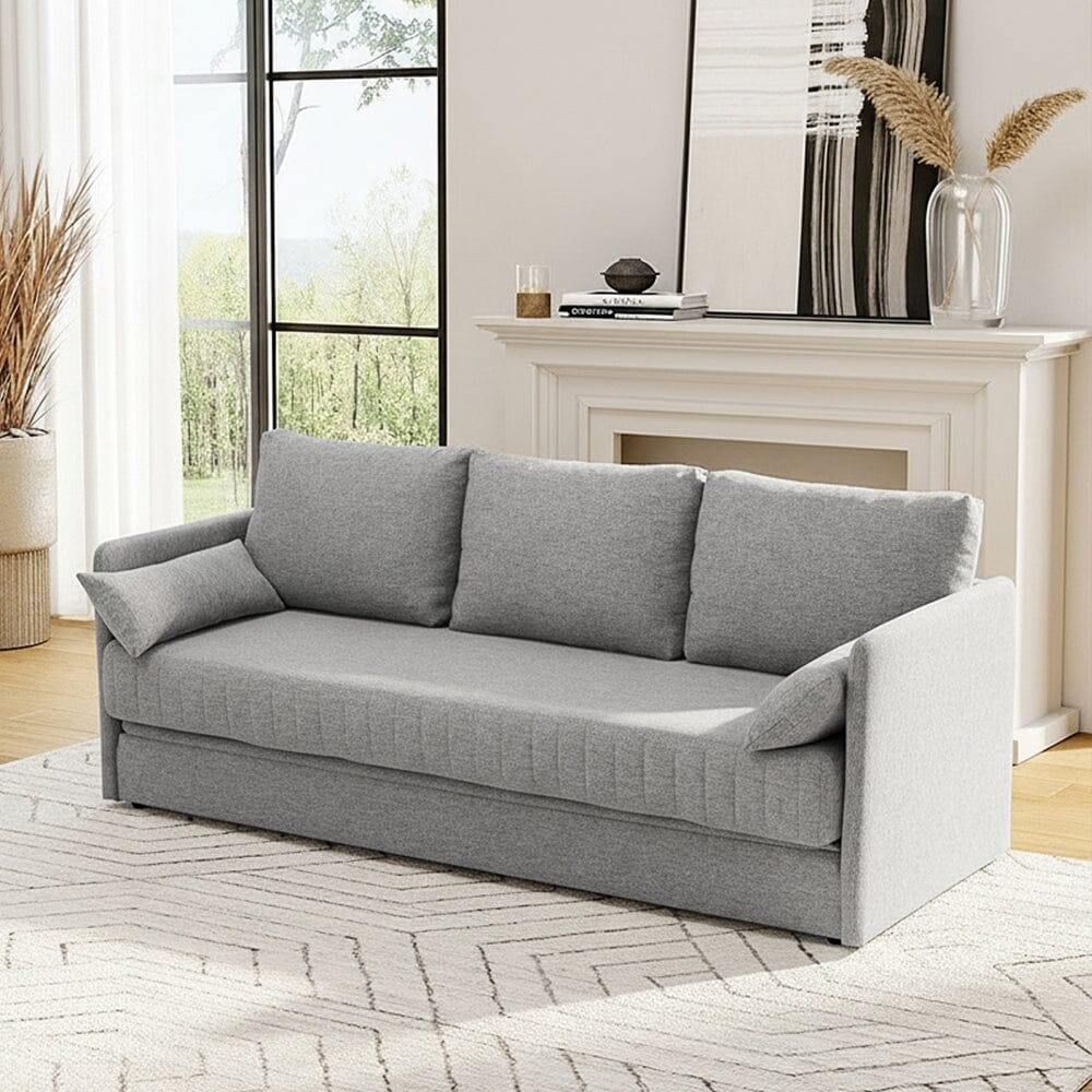 Convertible Sofa Bed with Polyester Upholstery and Cushion Set Living and Home 