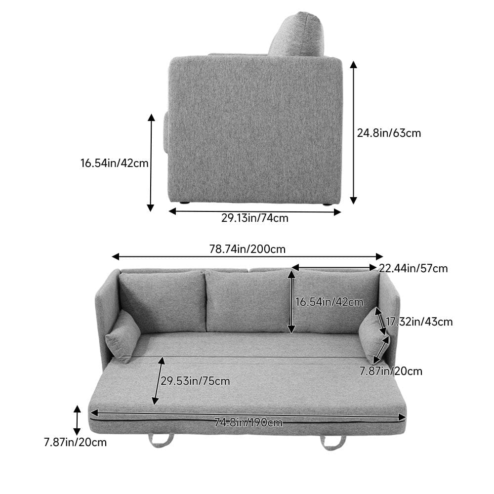 Convertible Sofa Bed with Polyester Upholstery and Cushion Set Living and Home 