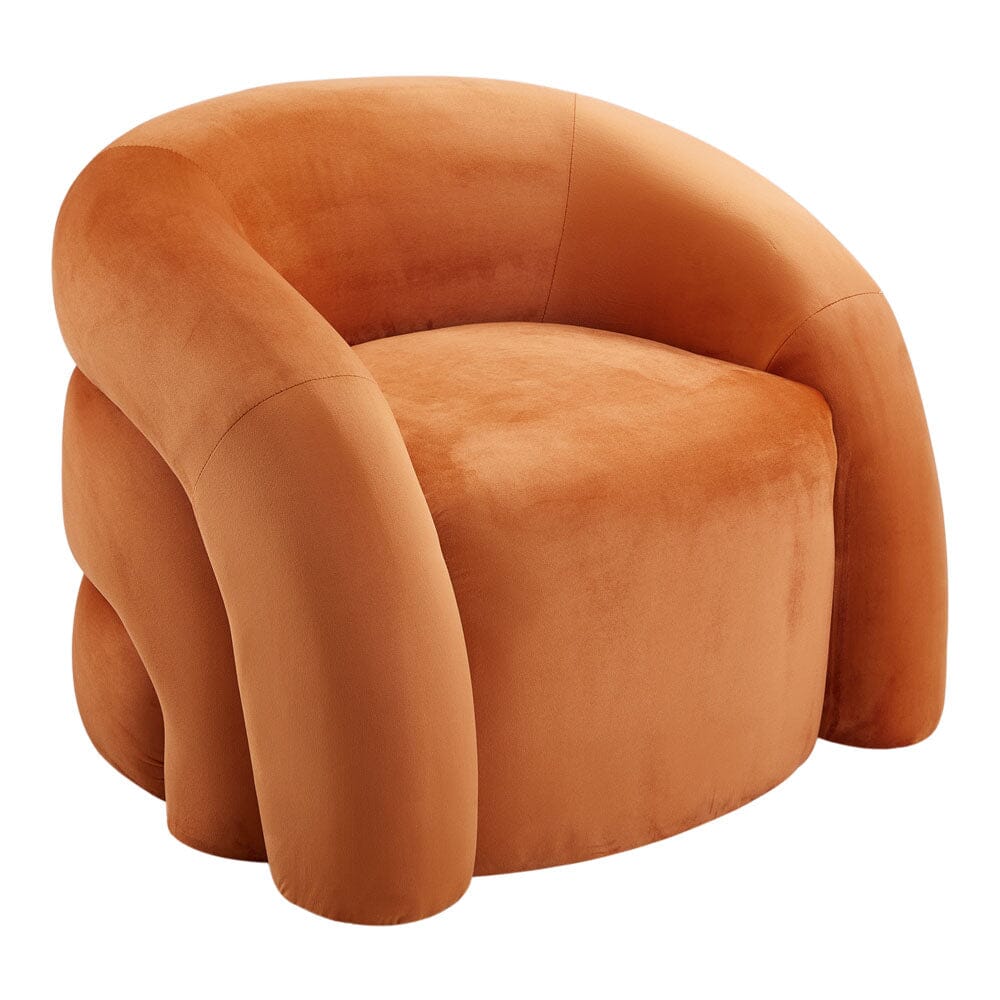 Orange Velvet Upholstered Accent Chair with Solid Wood Frame Living and Home 