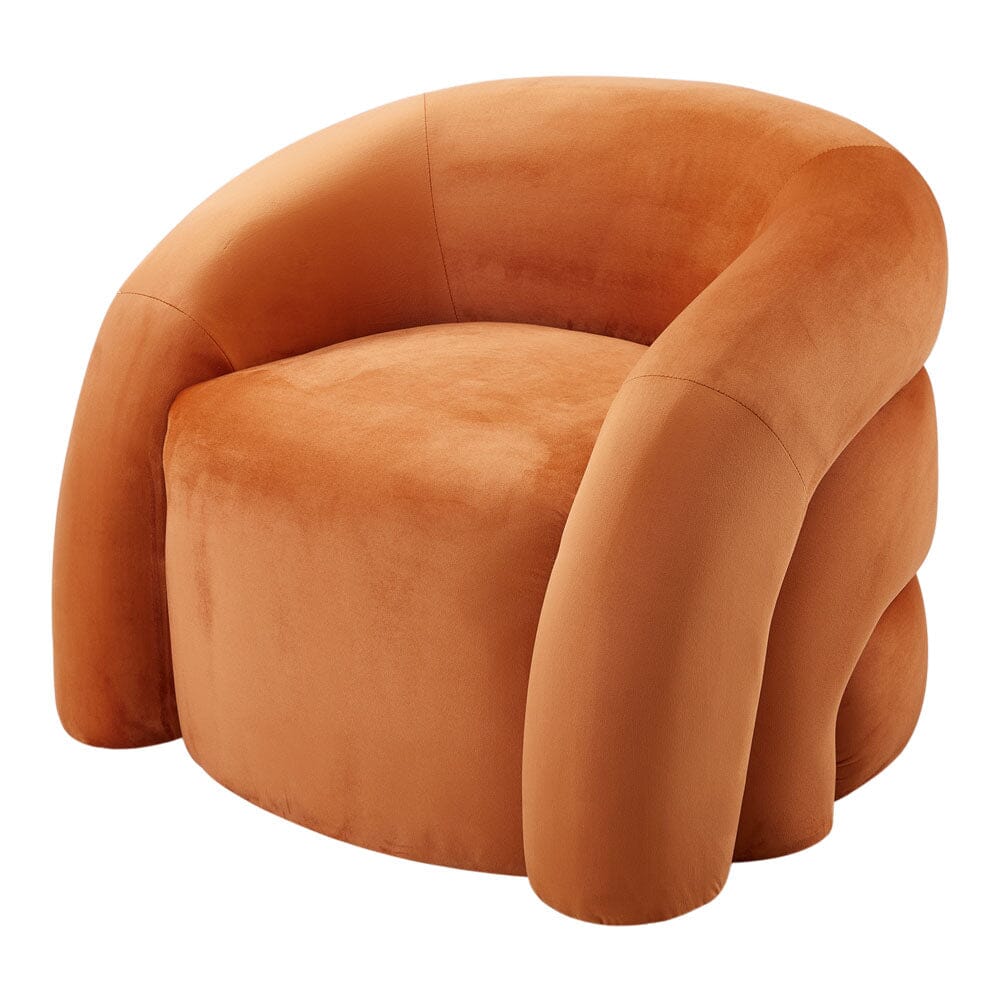 Orange Velvet Upholstered Accent Chair with Solid Wood Frame Living and Home 