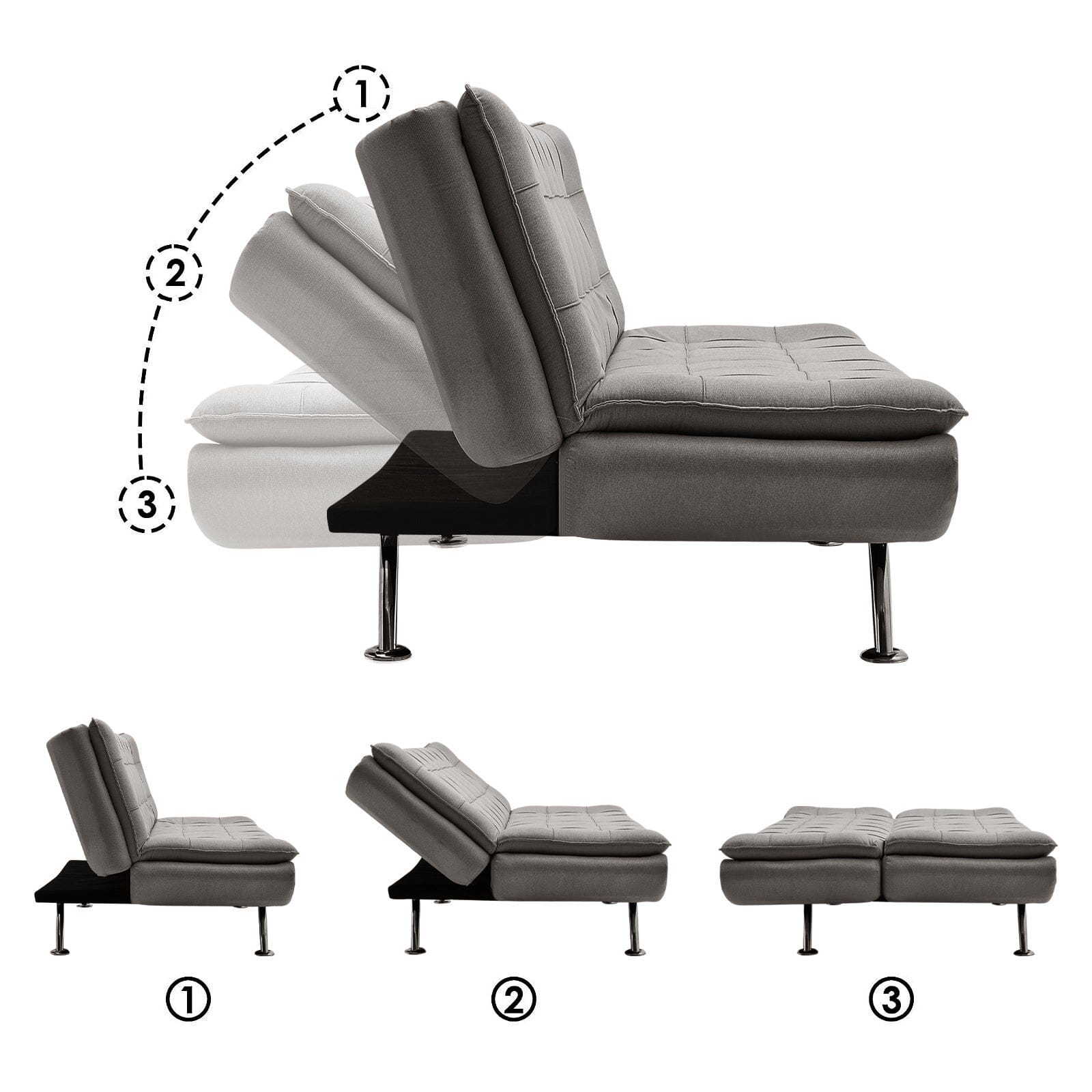 Adjustable Convertible Sofa Bed with Woven Fabric Upholstery Living and Home 