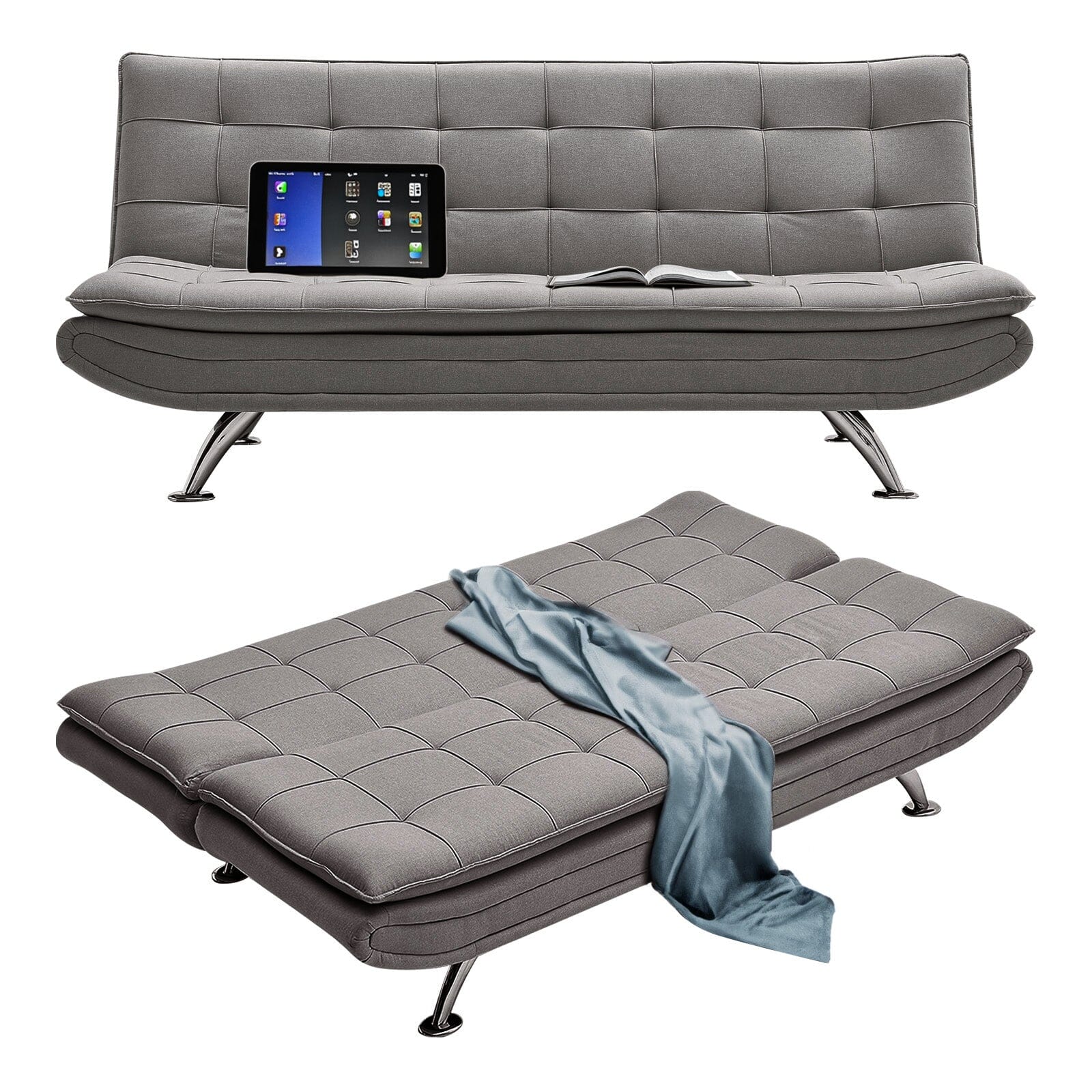 Adjustable Convertible Sofa Bed with Woven Fabric Upholstery Living and Home 