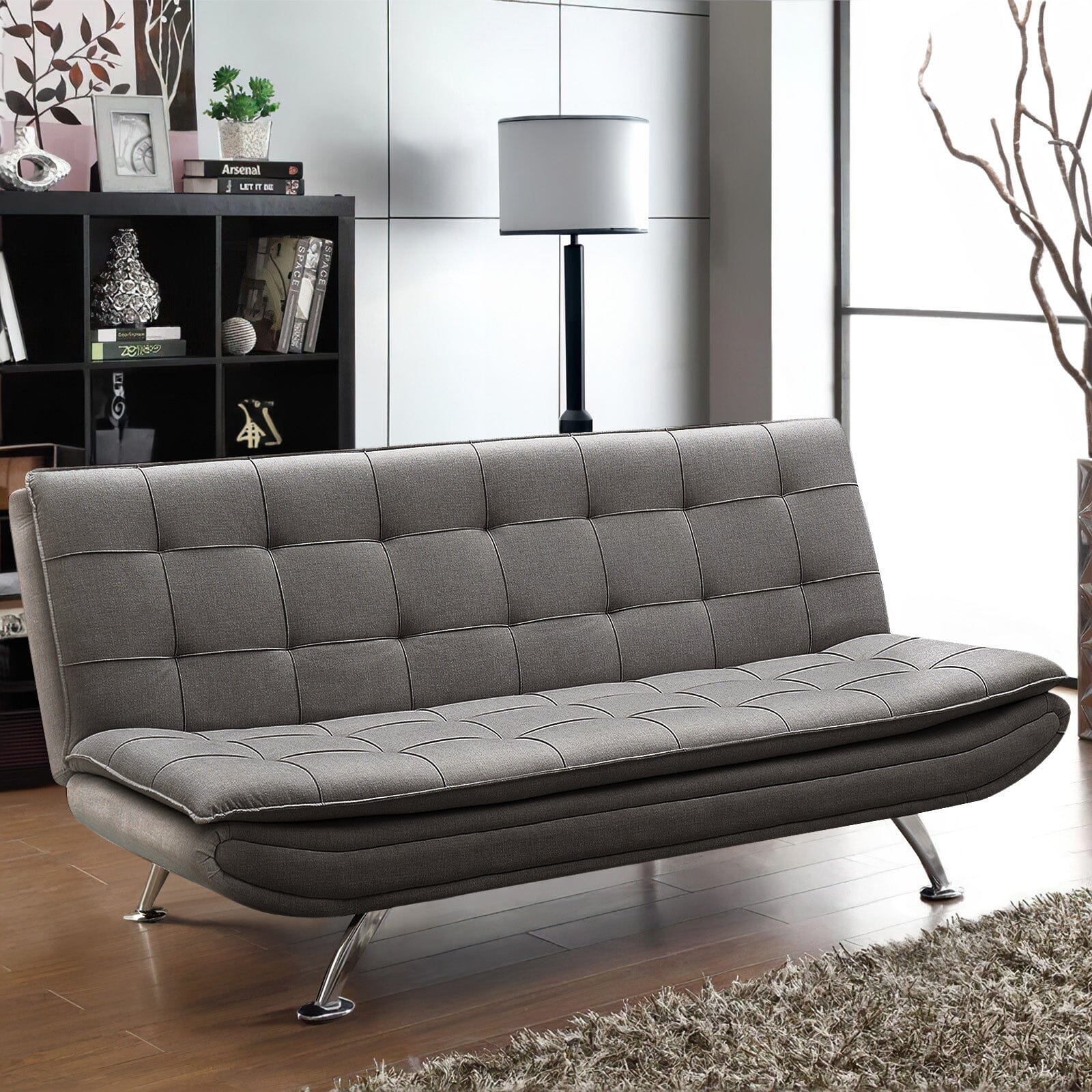 Adjustable Convertible Sofa Bed with Woven Fabric Upholstery Living and Home 