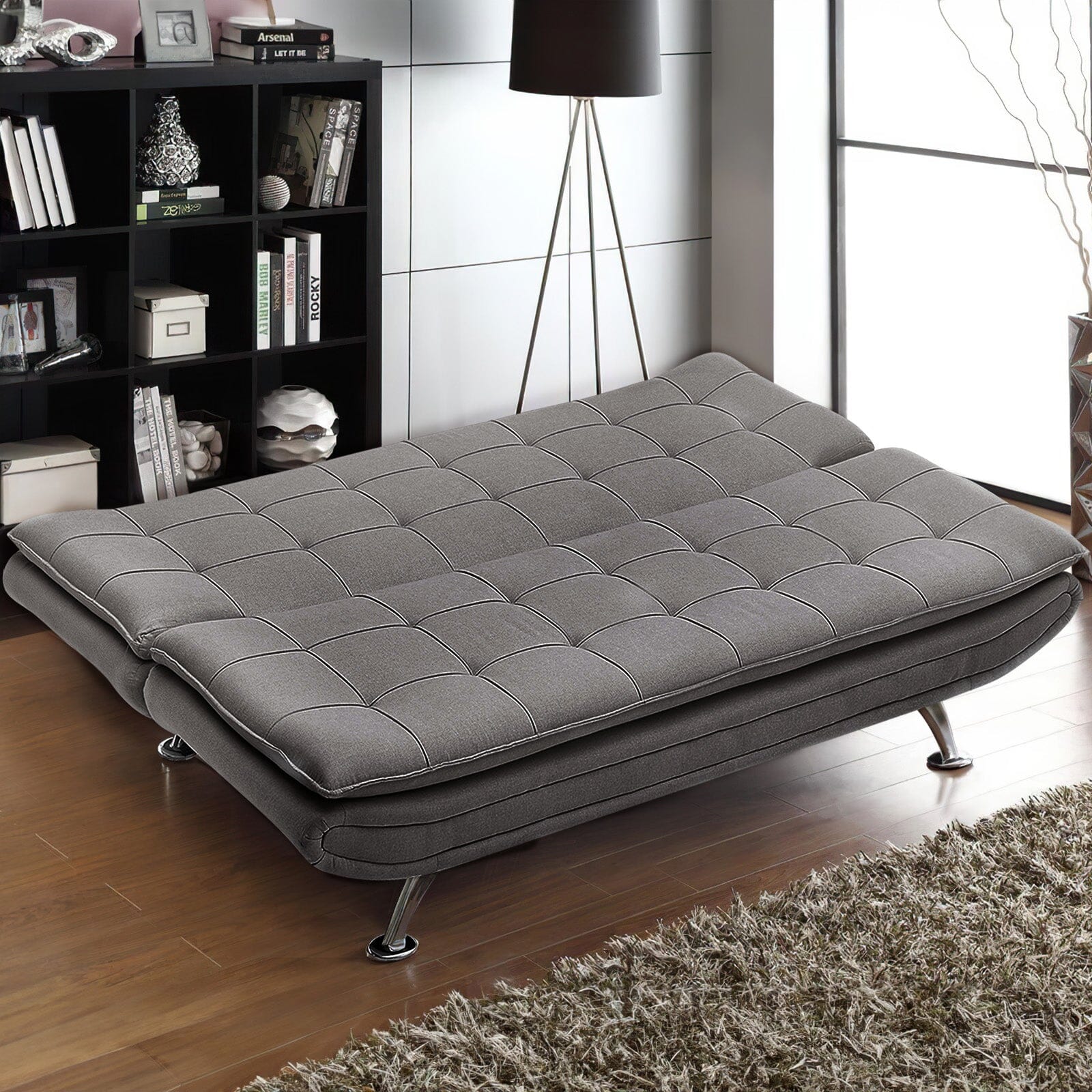 Adjustable Convertible Sofa Bed with Woven Fabric Upholstery Living and Home 