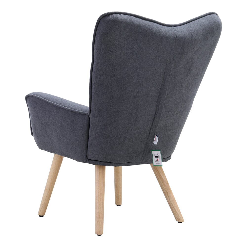 Tufted Button Linen Armchair with Wooden Legs Armchair Living and Home 