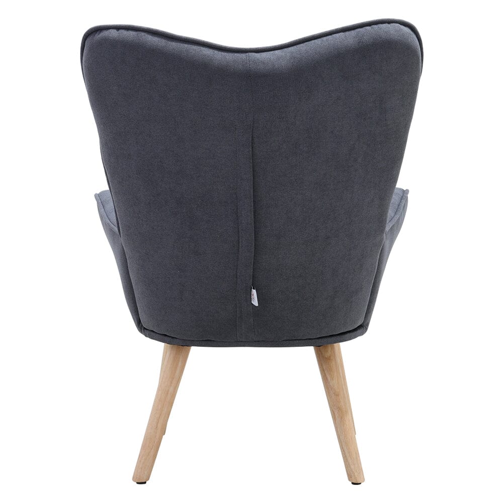 Tufted Button Linen Armchair with Wooden Legs Armchair Living and Home 