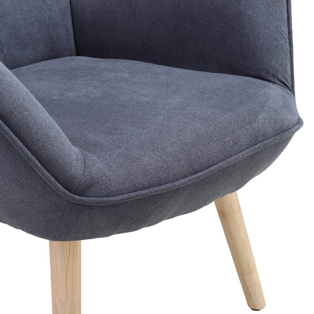 Tufted Button Linen Armchair with Wooden Legs Armchair Living and Home 