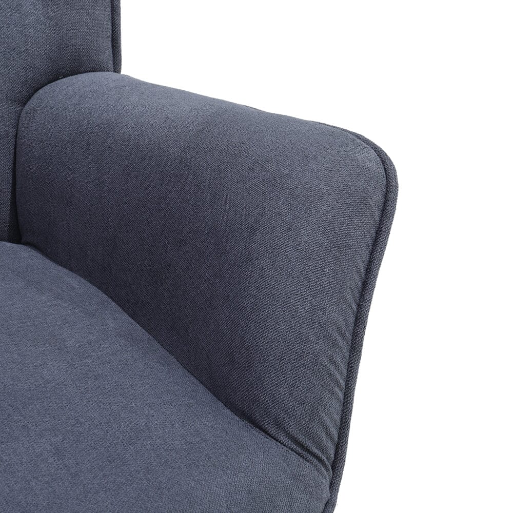 Tufted Button Linen Armchair with Wooden Legs Armchair Living and Home 