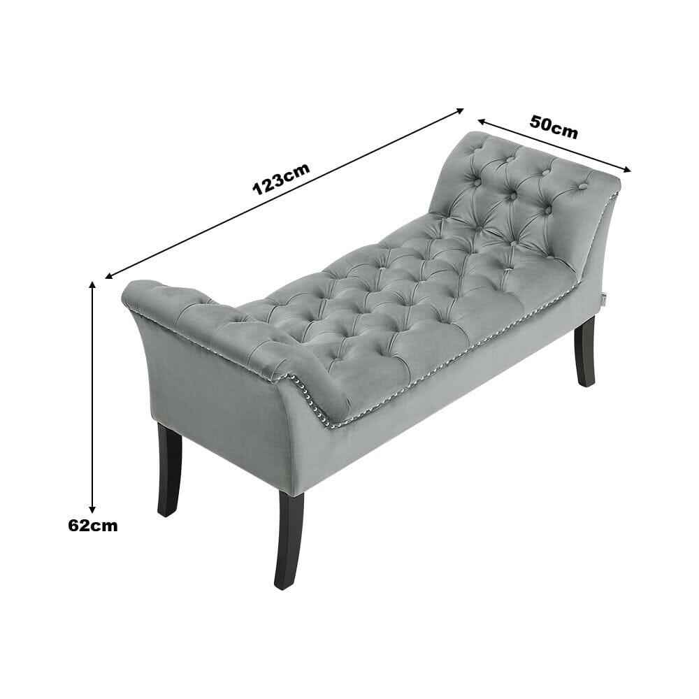 Tufted Velvet Buttoned Bench with Raised Arms Benches Living and Home 