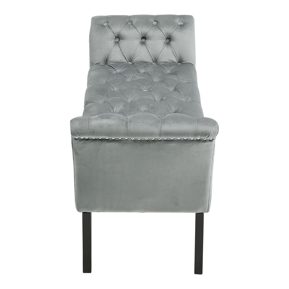 Tufted Velvet Buttoned Bench with Raised Arms Benches Living and Home 