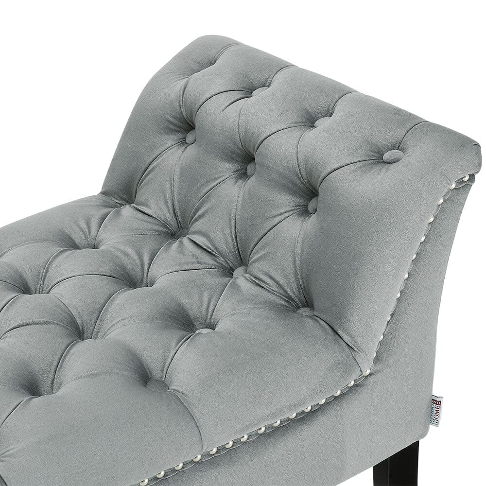 Tufted Velvet Buttoned Bench with Raised Arms Benches Living and Home 