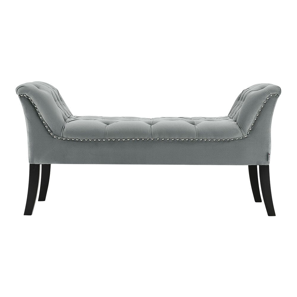 Tufted Velvet Buttoned Bench with Raised Arms Benches Living and Home 