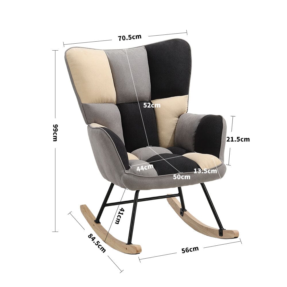 Tufted Linen Upholstered Rocking Chair Rocking Chairs Living and Home 