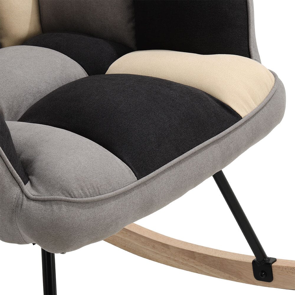 Tufted Linen Upholstered Rocking Chair Rocking Chairs Living and Home 