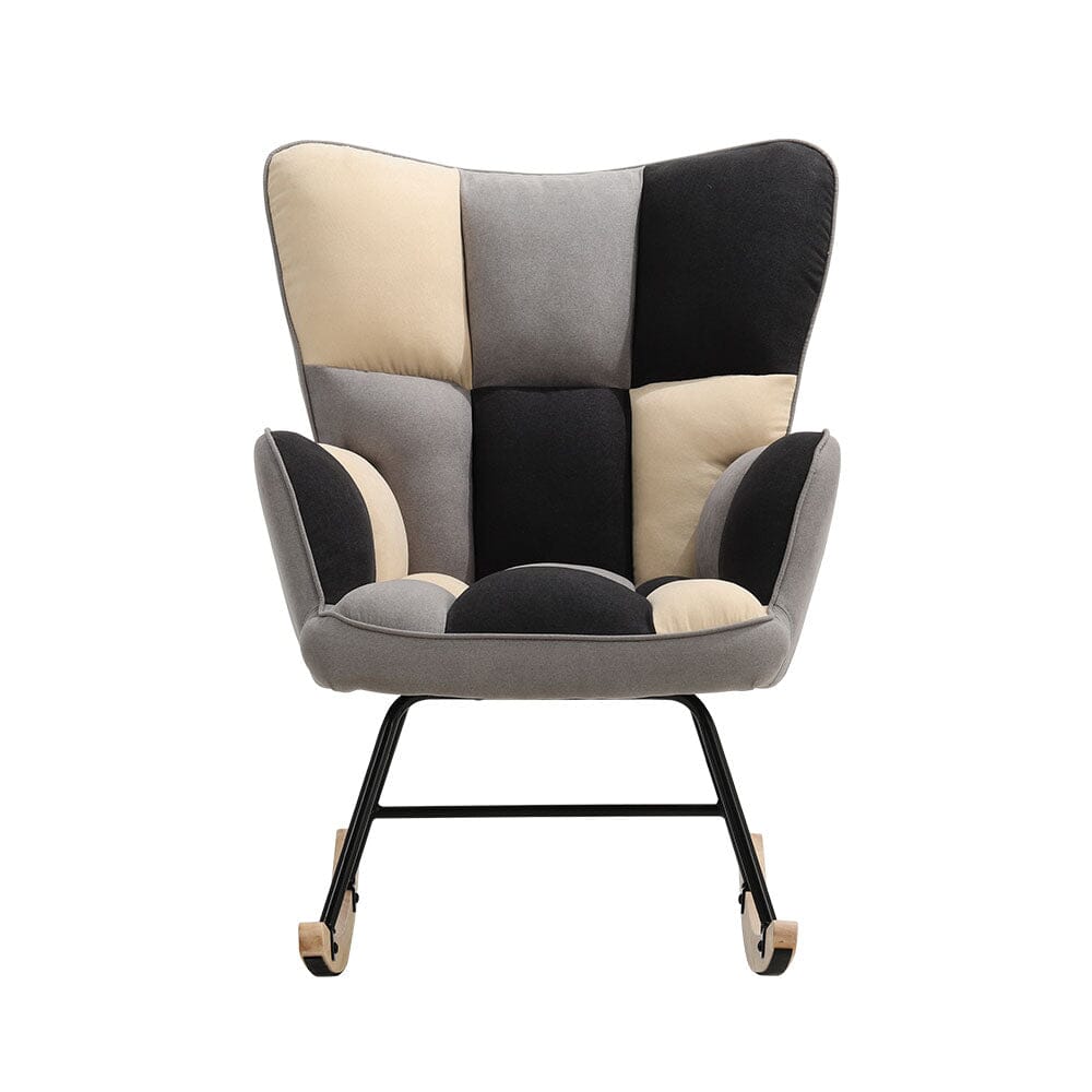 Tufted Linen Upholstered Rocking Chair Rocking Chairs Living and Home 