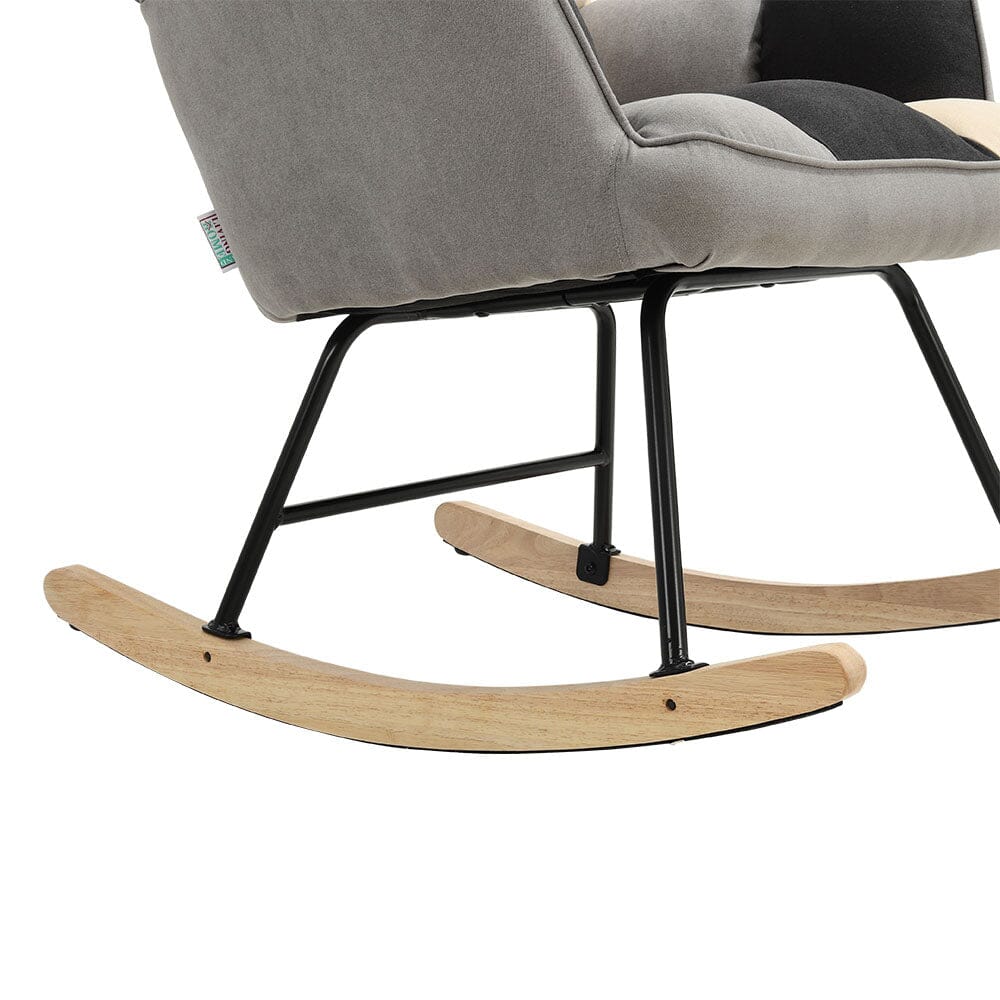 Tufted Linen Upholstered Rocking Chair Rocking Chairs Living and Home 