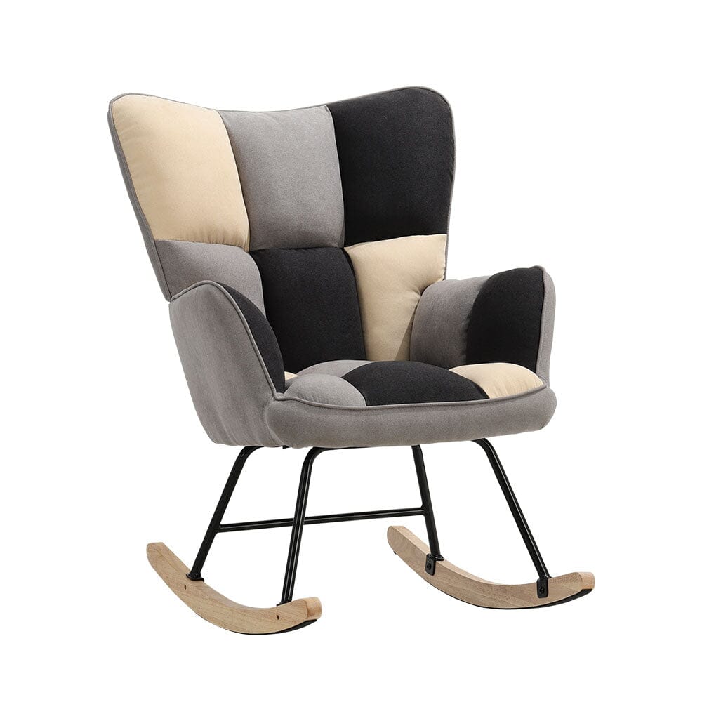 Tufted Linen Upholstered Rocking Chair Rocking Chairs Living and Home 