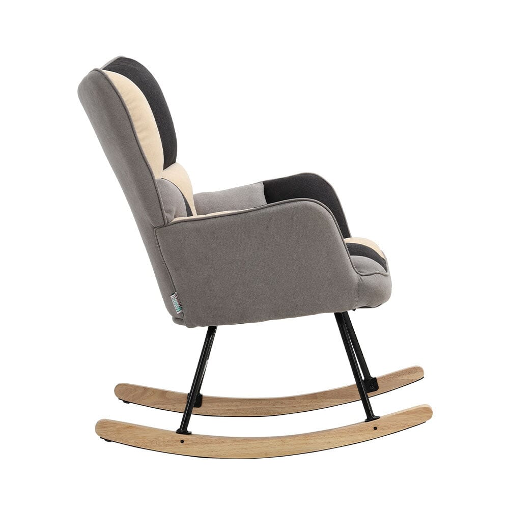 Tufted Linen Upholstered Rocking Chair Rocking Chairs Living and Home 