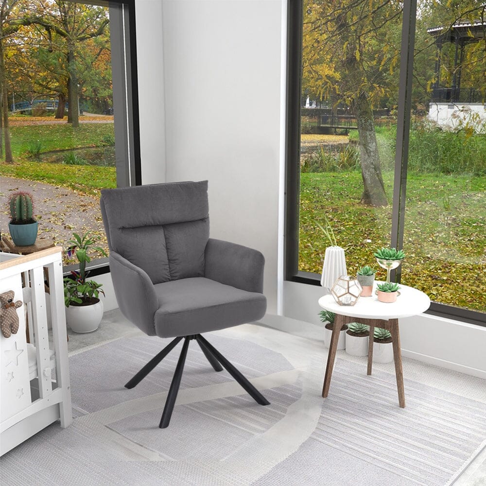 Modern Upholstered Swivel Armchair with Black Legs Armchair Living and Home Grey 1 Unit 