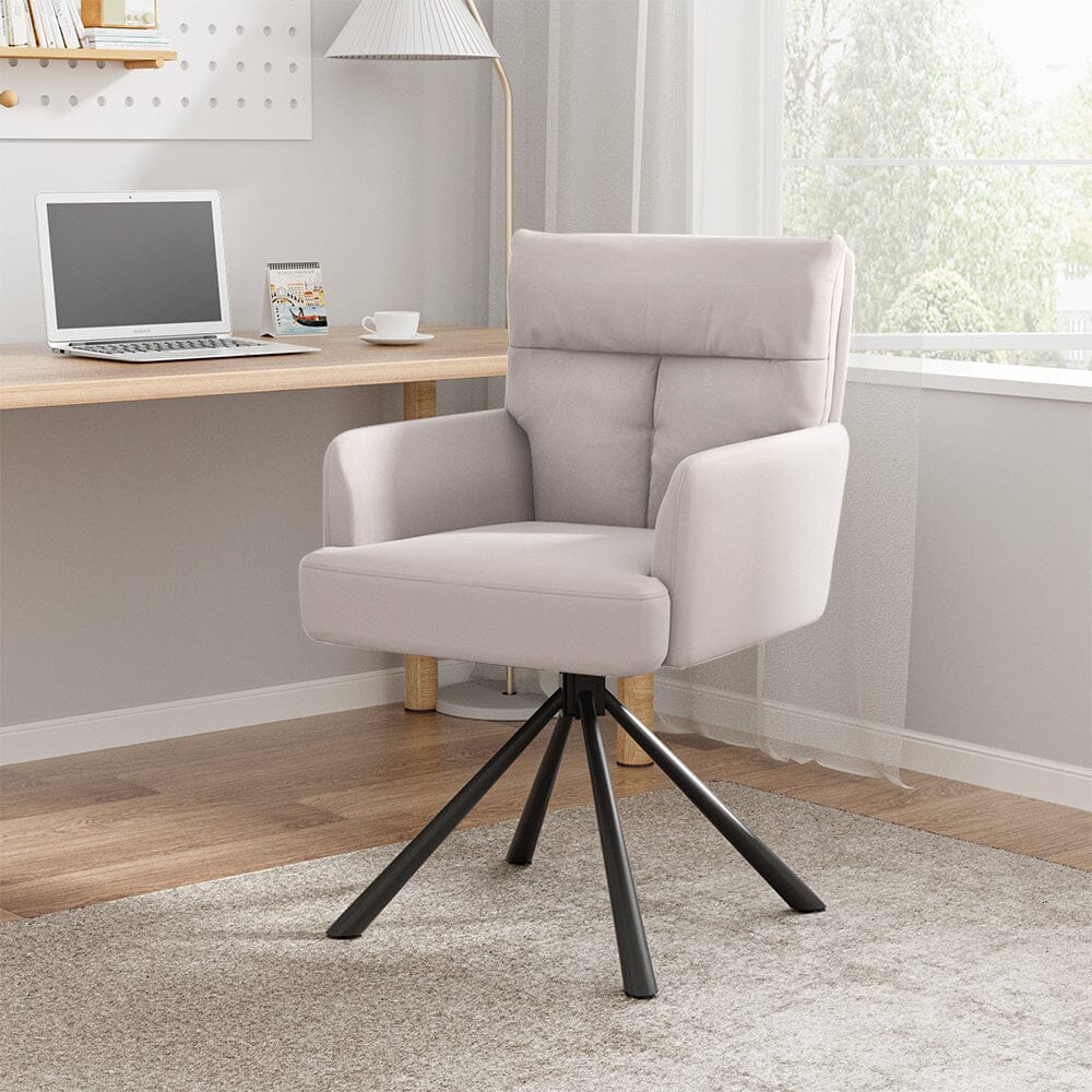 Modern Upholstered Swivel Armchair with Black Legs Armchair Living and Home Beige 2 Units 