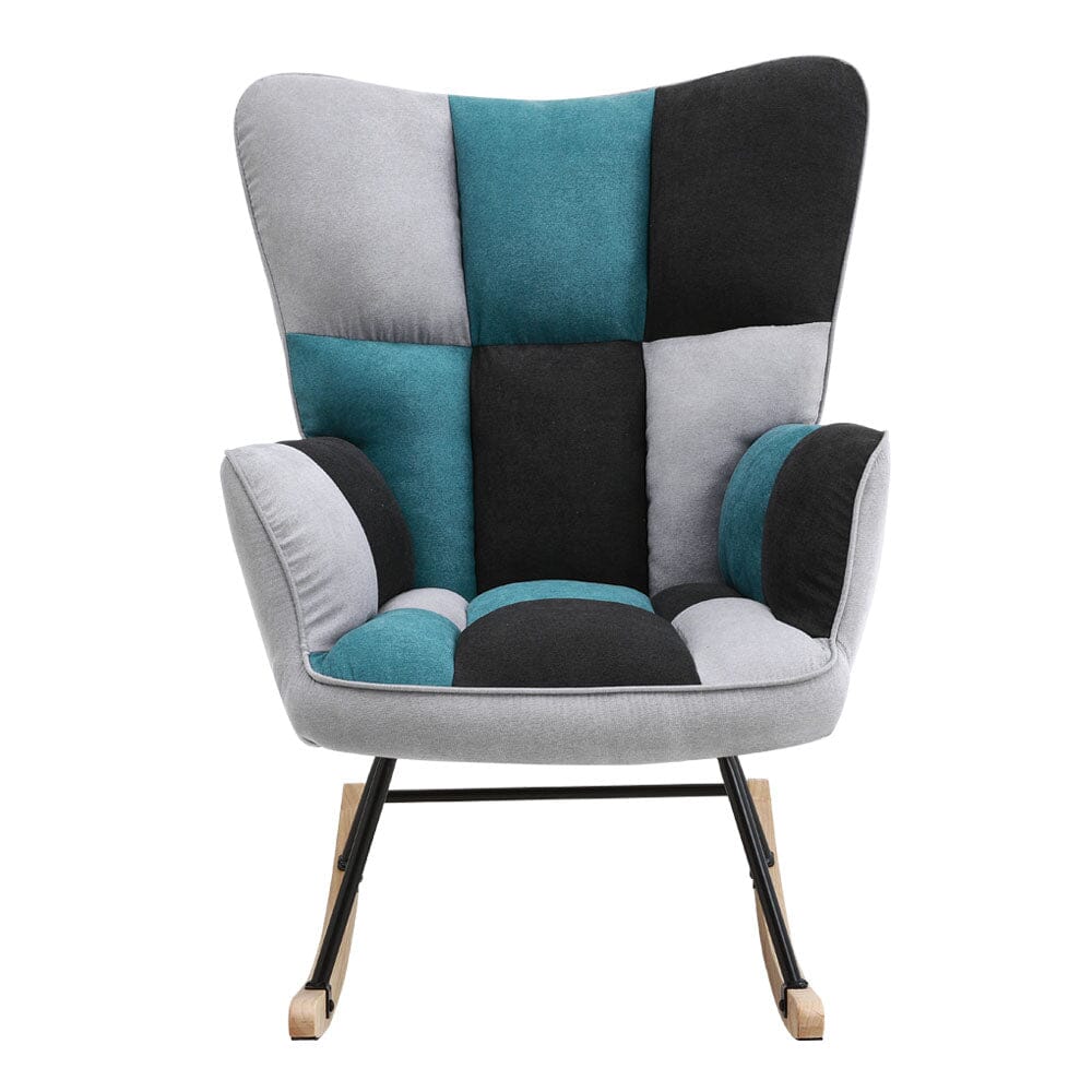 Tufted Linen Upholstered Rocking Chair Rocking Chairs Living and Home 